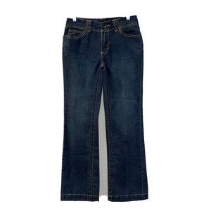 High Sierra Womens Flared Blue Denim Jeans Cotton Stretch Embroidered Size 4